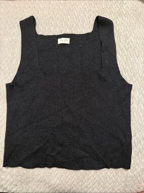 John + Jenn Black Square Neck Knit Tank